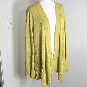 Kasper Yellowish Green Waterfall Cardigan,  Size Large